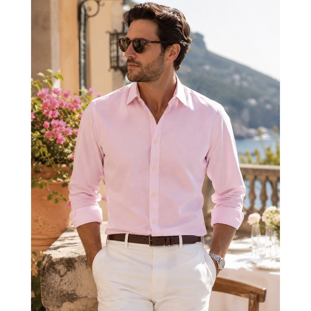 Charles Tyrwhitt Mens Extra Slim Fit 100% Cotton Dress Shirt 15.5 35 Light Pink